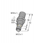 Czujnik, indukcyjny z rozszerzonym zakresem detekcji BI8-M18-AP6X-H1141, PNP, NO, M18, 8 mm, 46150