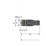 Przewód podłączeniowy, RKC4T-2/TXL, 6625500, 2 m; 3 x 0,34 mm², M12